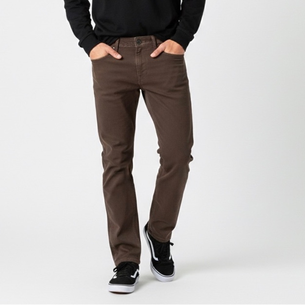 VOLCOM Vorta Slim Fit Pant Brown Skater Grunge Gorpcore 14 Straight Leg Utility